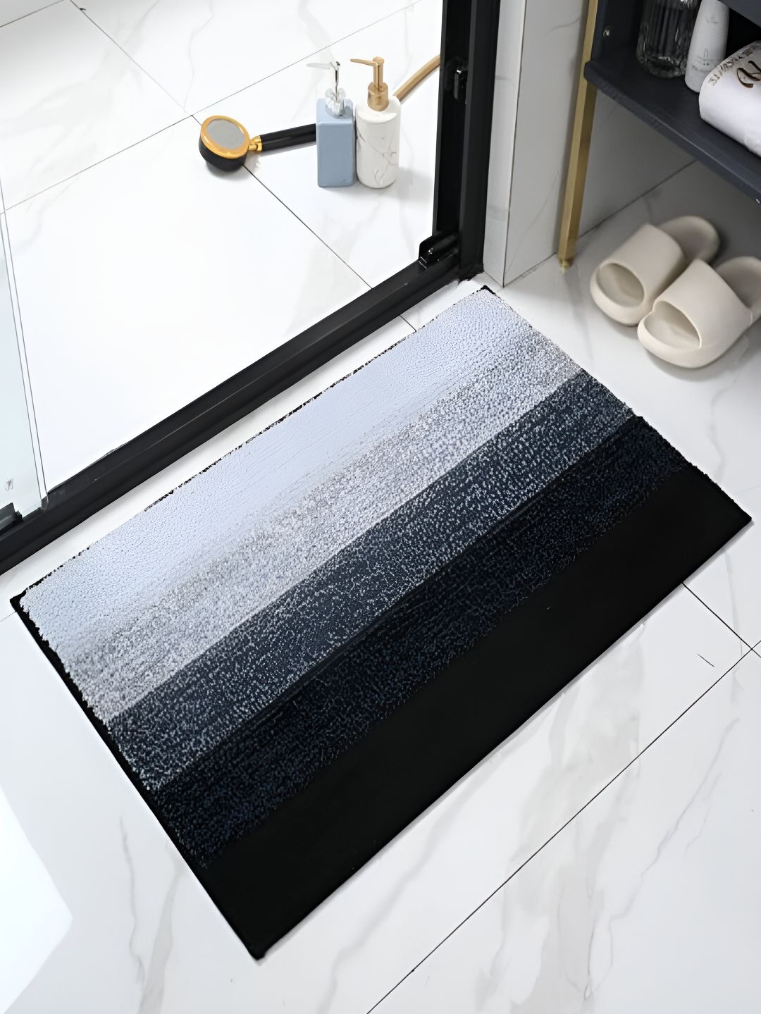 HOKIPO Black & Grey Soft 1600GSM Bath Rug