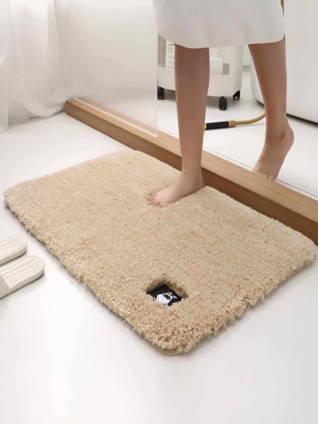 HOKIPO Beige 1902 GSM Shaggy Bath Rug