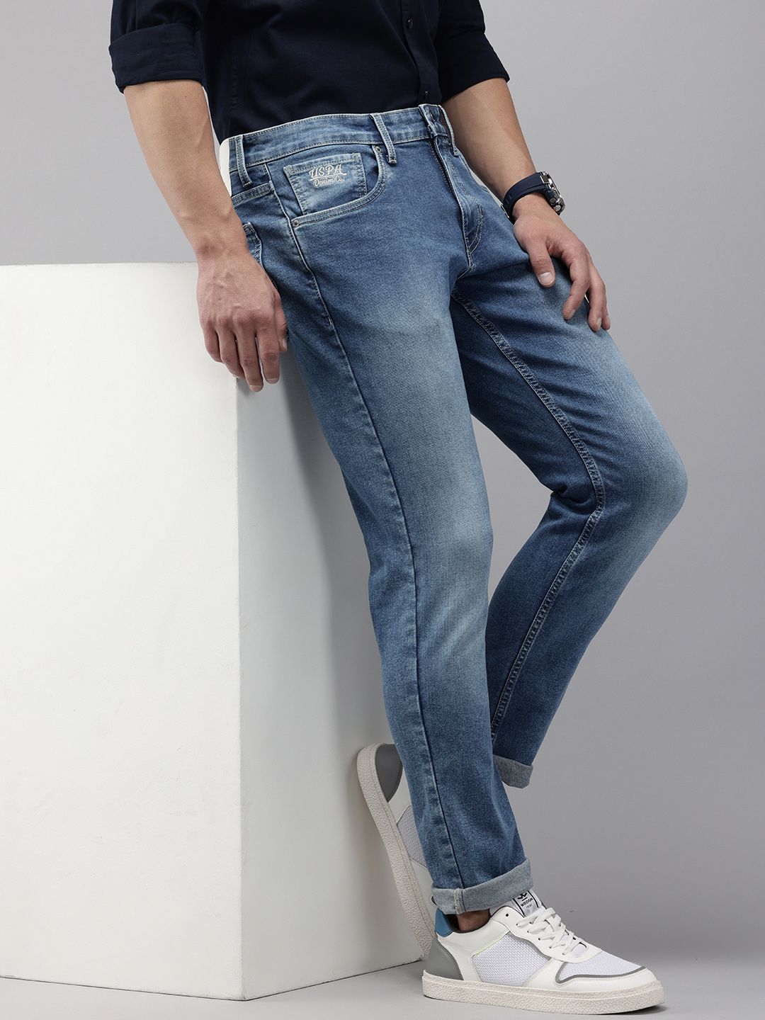 U.S. Polo Assn. Denim Co. Men Brandon Slim Fit Light Fade Stretchable Jeans