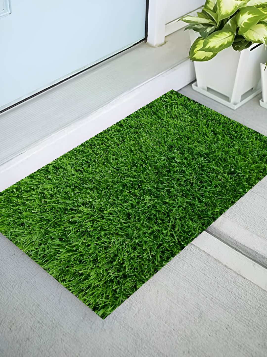 REVEXO Green Anti-Skid Artificial Grass Door Mat deal from myntra