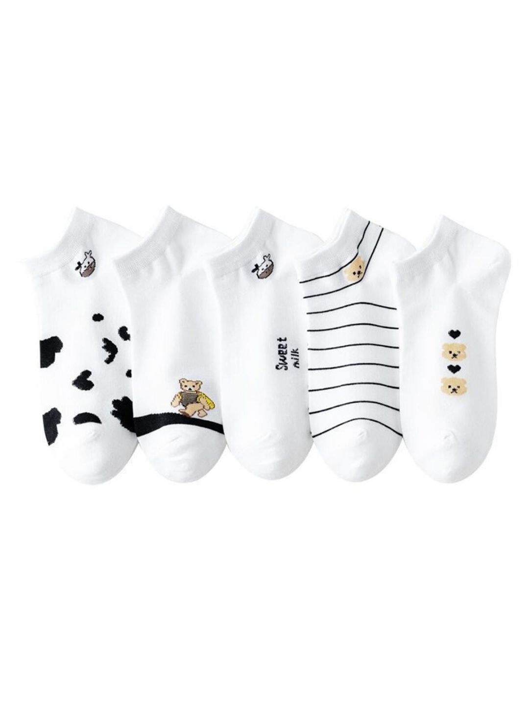 YOUSTYLO Women Pack Of 5 Patterned Ankle Length Socks