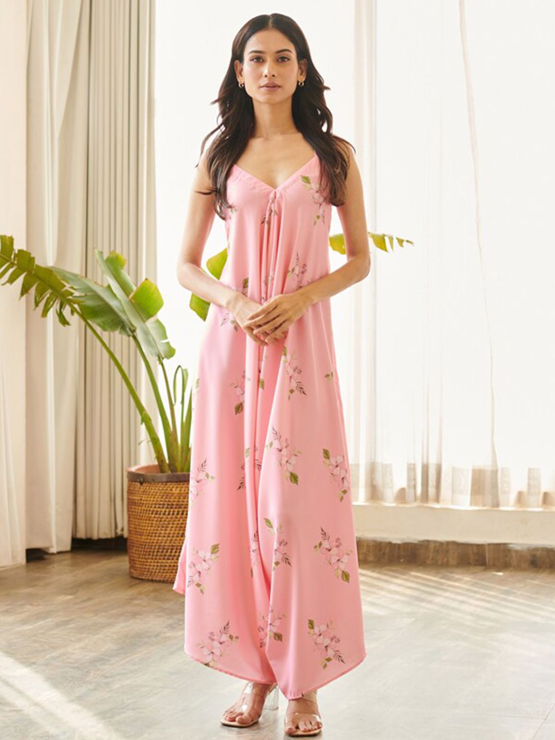 Pasha Printed Cotton Palazzo Jumpsuit