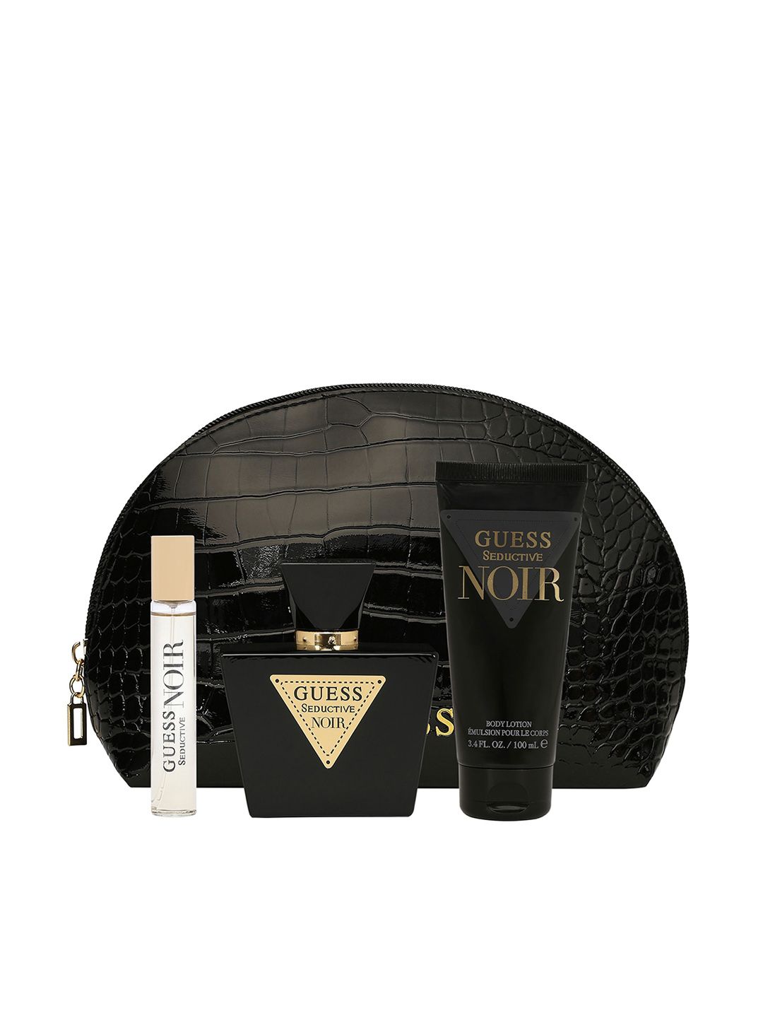 GUESS Seductive Noir Long Lasting Eau De Toilette - 75ml & 15ml & Body Lotion With Pouch