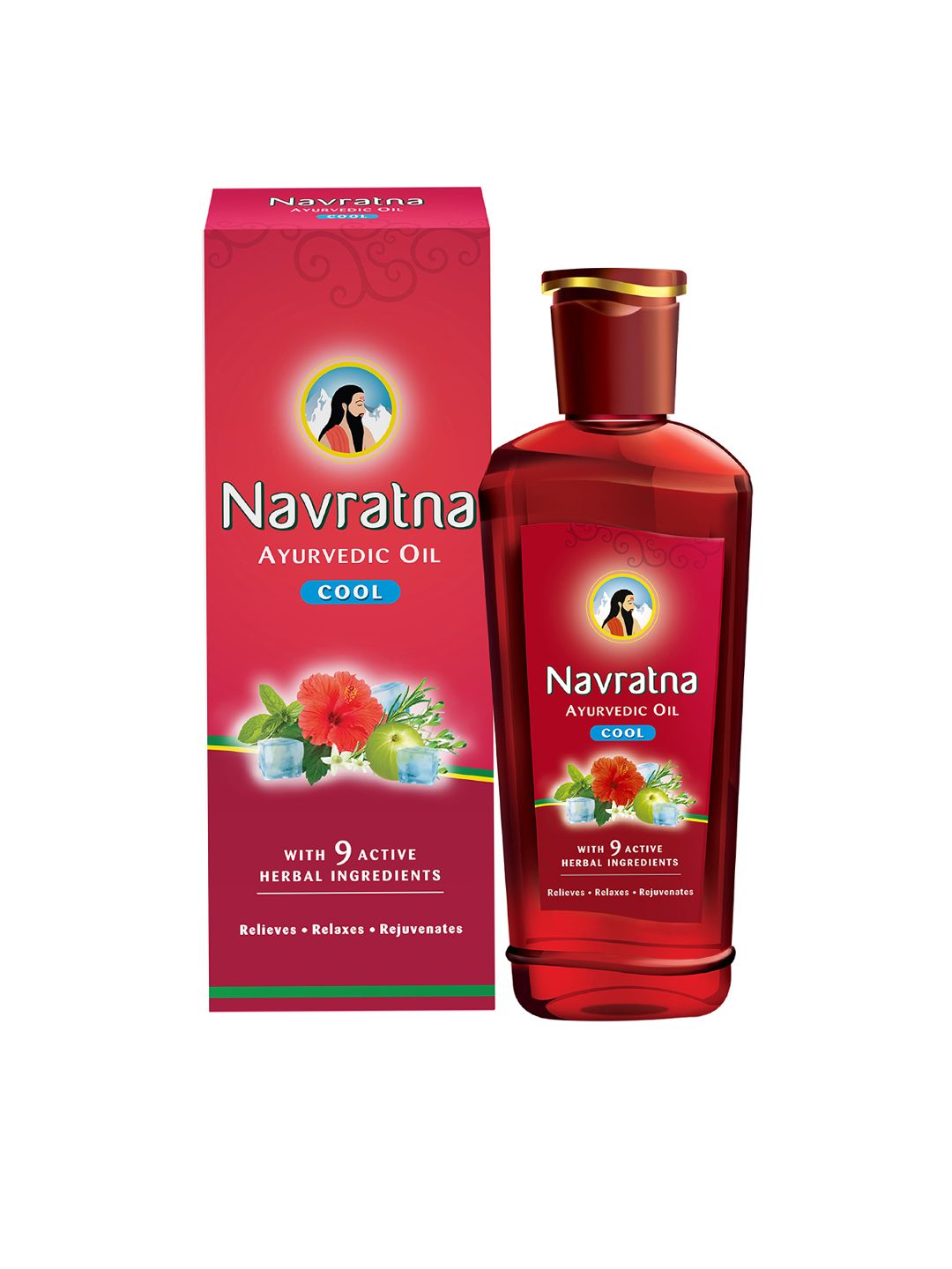 Navratna Cool Ayurvedic Hair Oil with 9 Active Herbal Ingredients - 750 ml