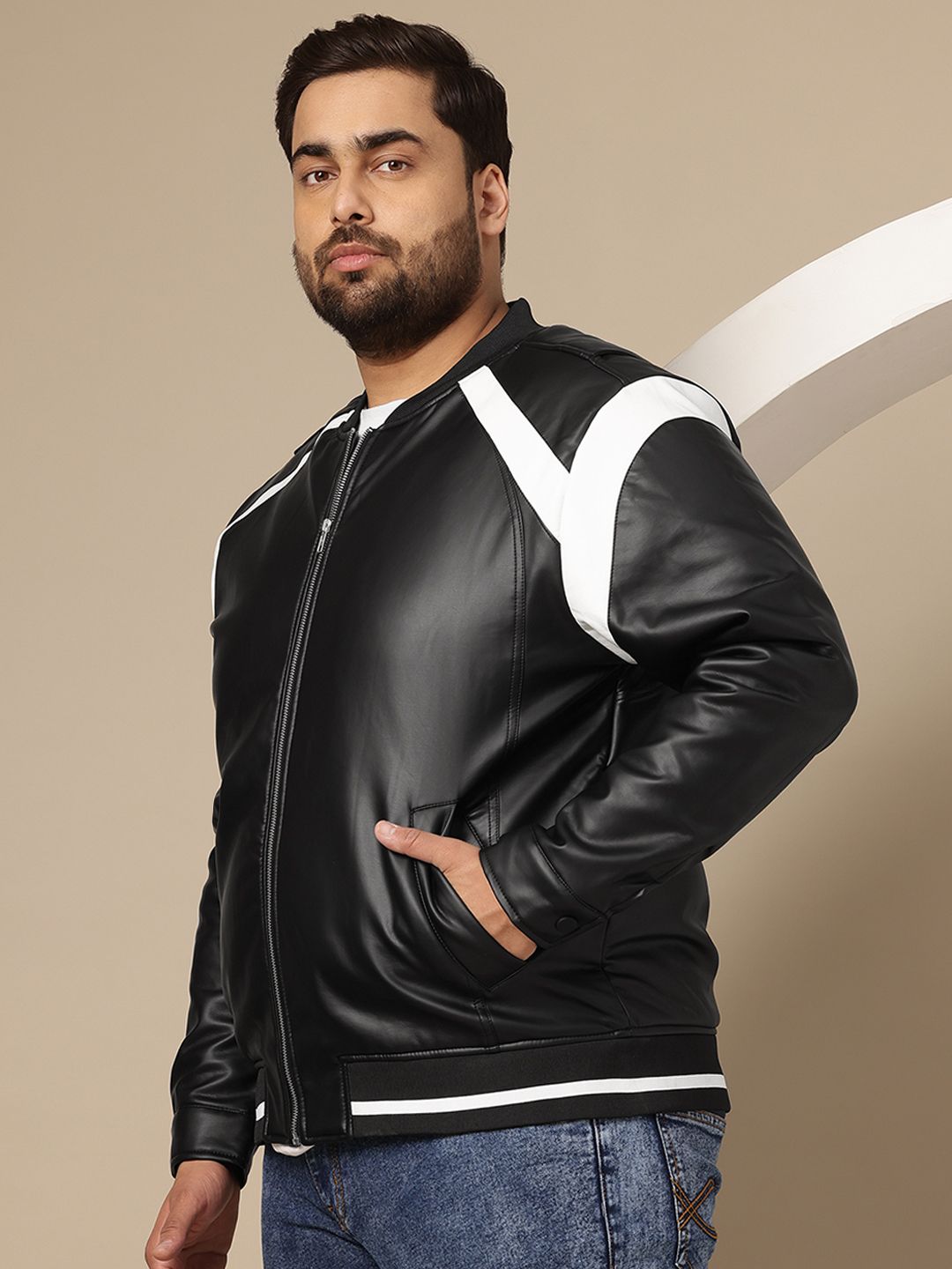 Buy Sztori Plus-Size Faux Leather Bomber Jacket - Jackets for Men