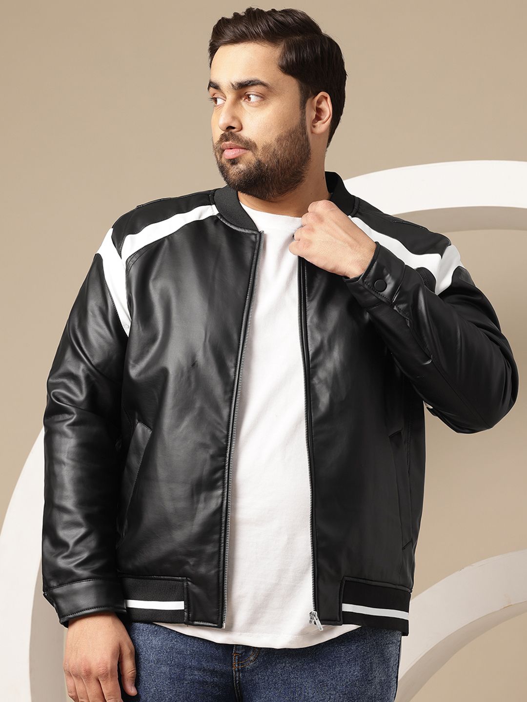 Buy Sztori Plus-Size Faux Leather Bomber Jacket - Jackets for Men