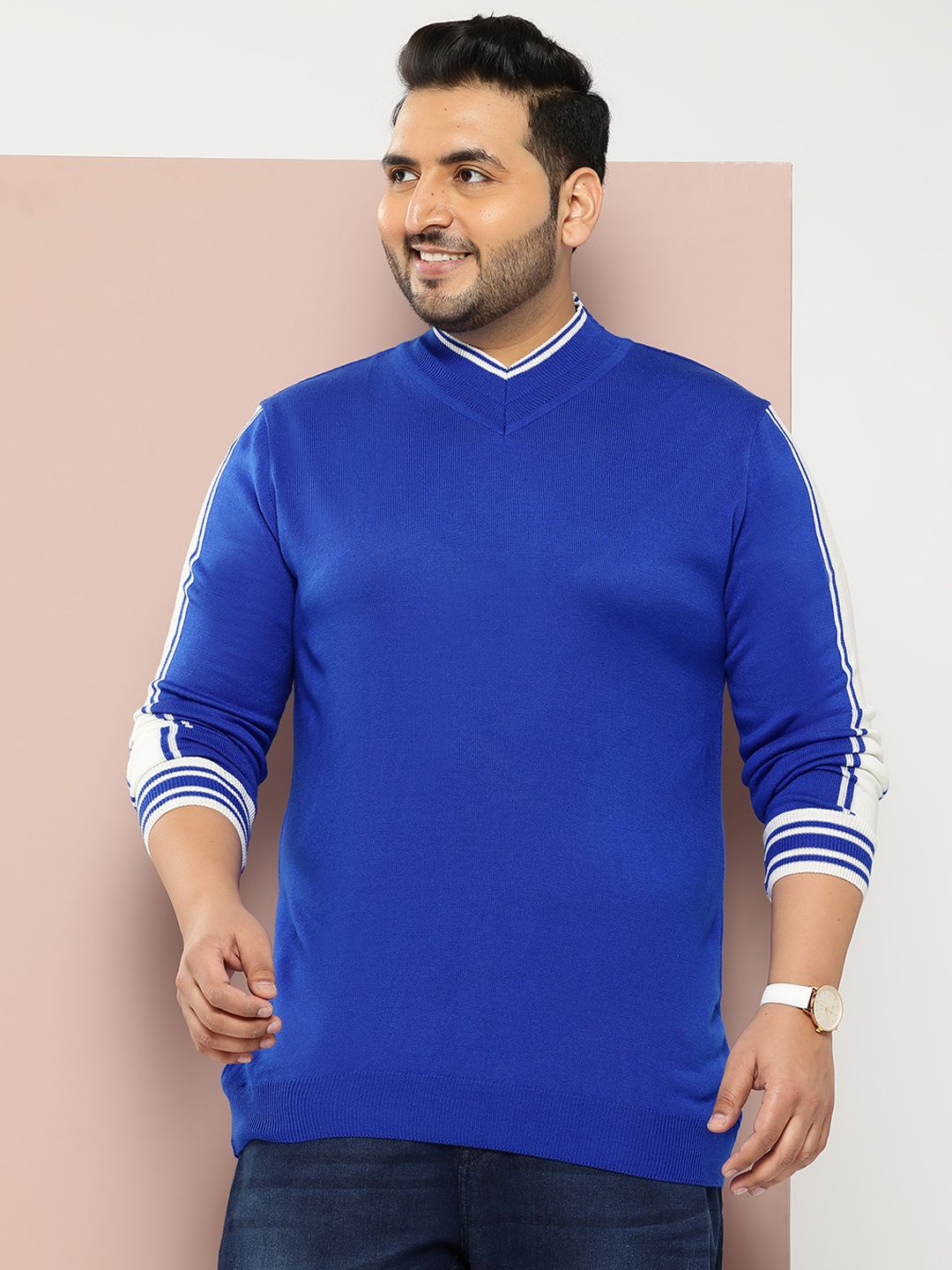 Sztori Plus Size Striped Sleeve Pullover