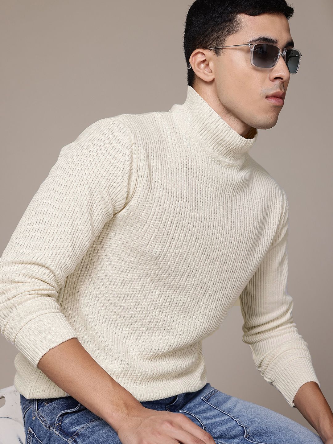 The Roadster Lifestyle Co. Ribbed High Neck Pullover