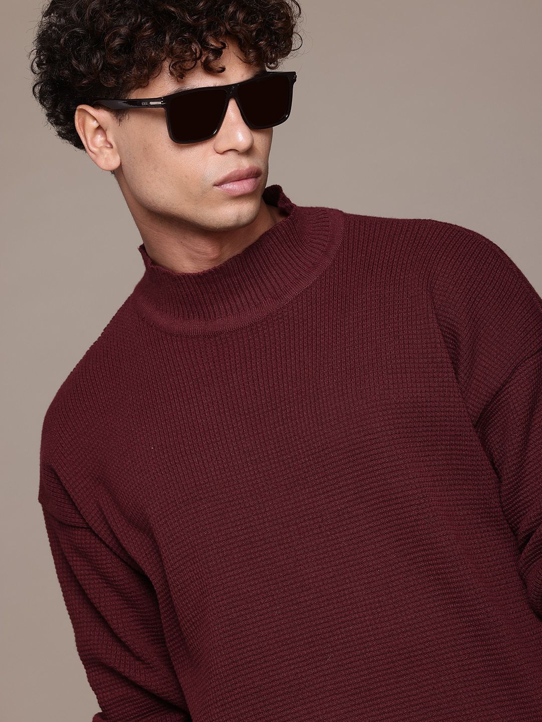 The Roadster Lifestyle Co. Textured High Neck Pullover