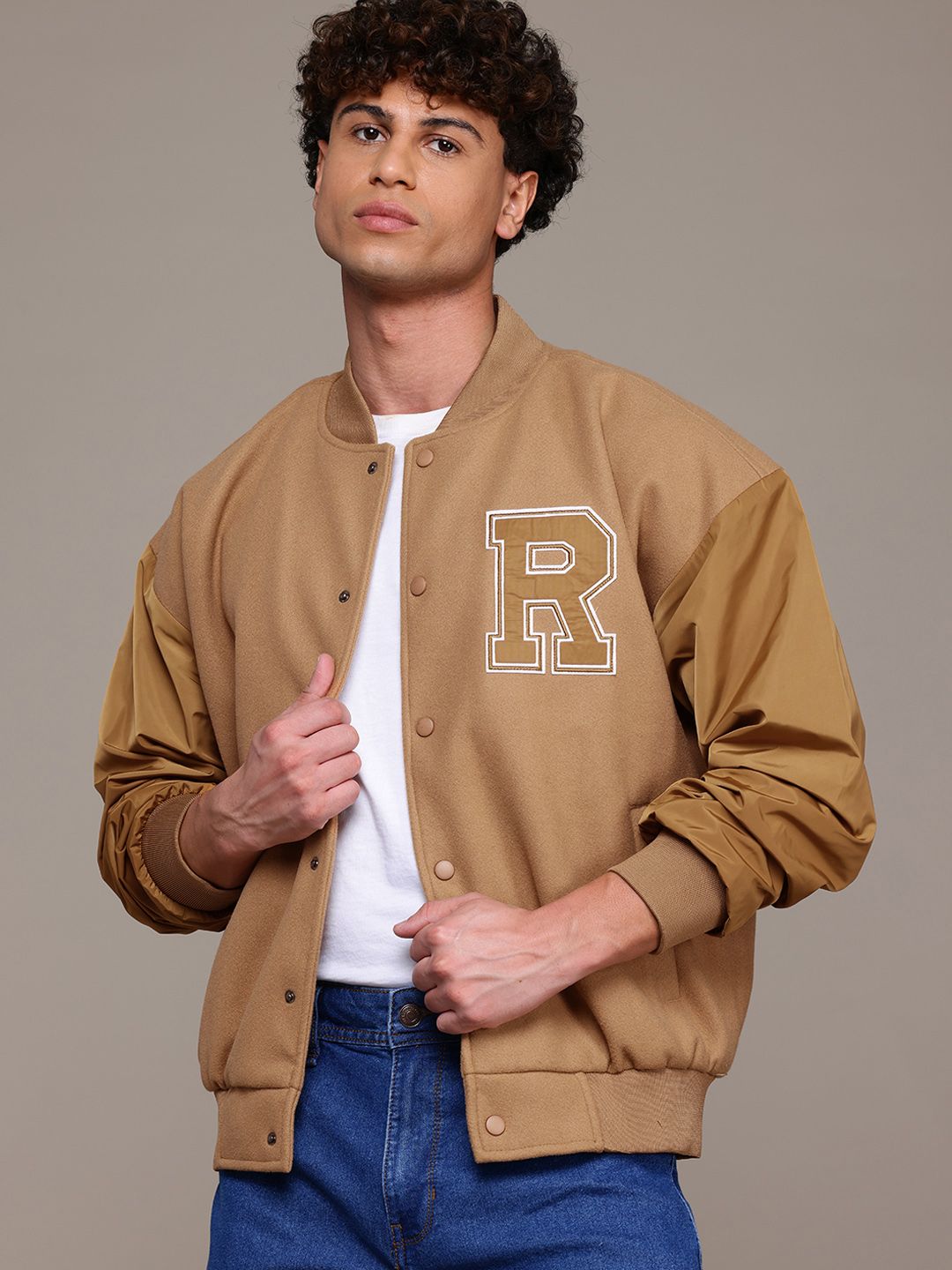 The Roadster Lifestyle Co. Fleece Applique Detail Bomber Jacket