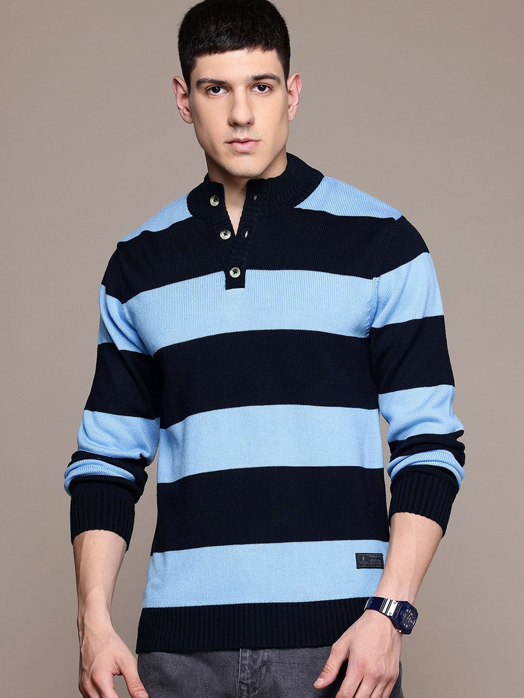 The Roadster Lifestyle Co. Henley Neck Striped Pullover