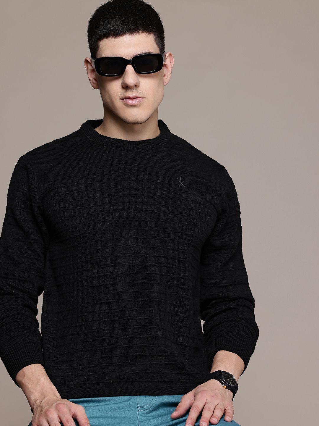 The Roadster Lifestyle Co. Self-Striped Pullover