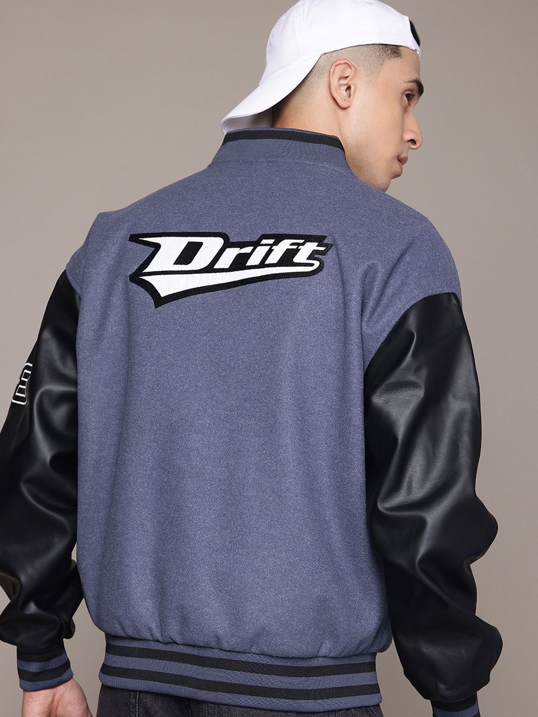 ジャケット・アウター 90s Leather Sleeve Varsity Jkt Buy The Roadster Lifestyle Co. Typography Faux Leather Sleeve