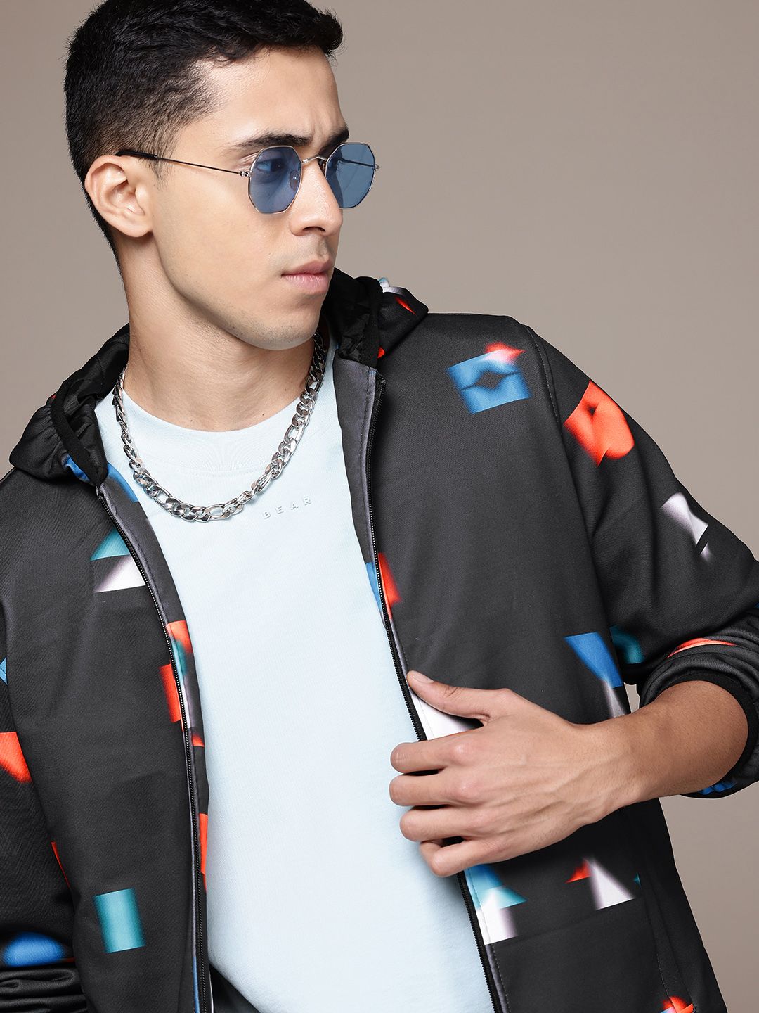 The Roadster Lifestyle Co. Printed Hooded Tailored Jacket