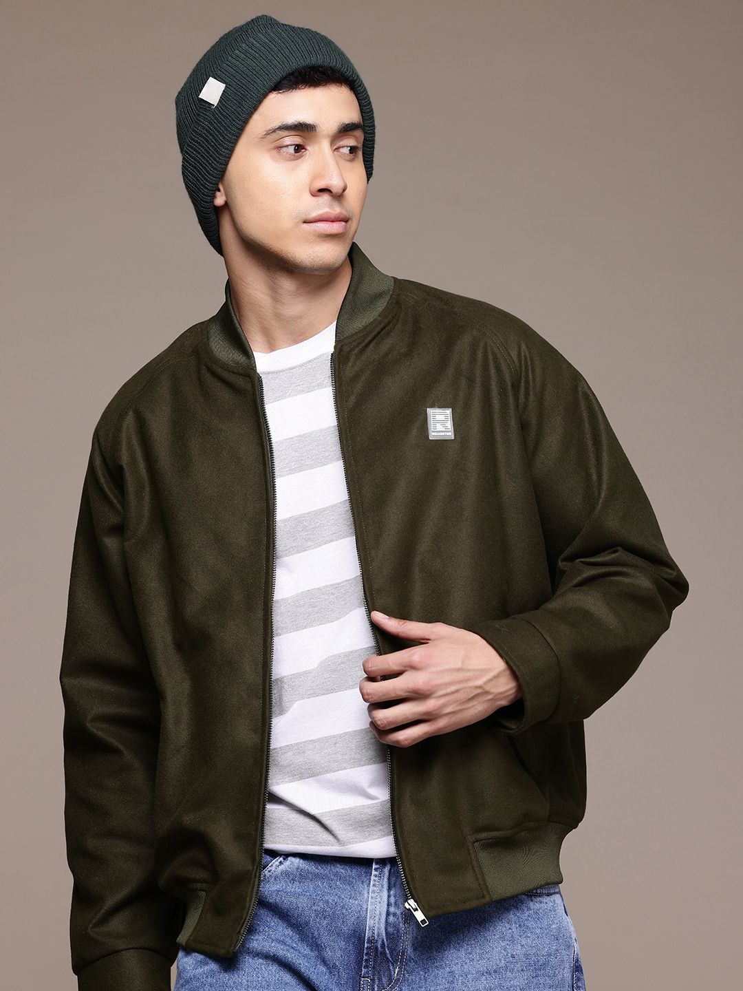 The Roadster Lifestyle Co. Suede Finish Bomber Jacket