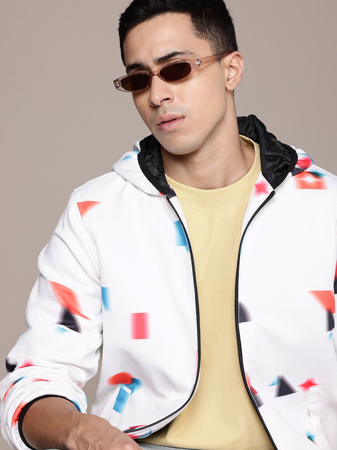 The Roadster Lifestyle Co. Men Abstract Printed Hooded Jacket