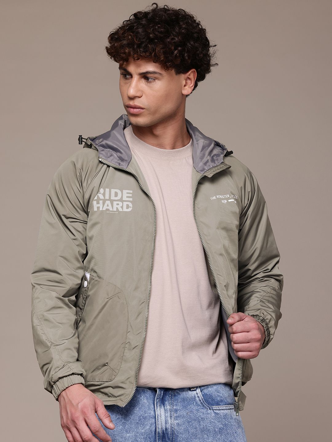 The Roadster Lifestyle Co. Typography Hooded Bomber Jacket