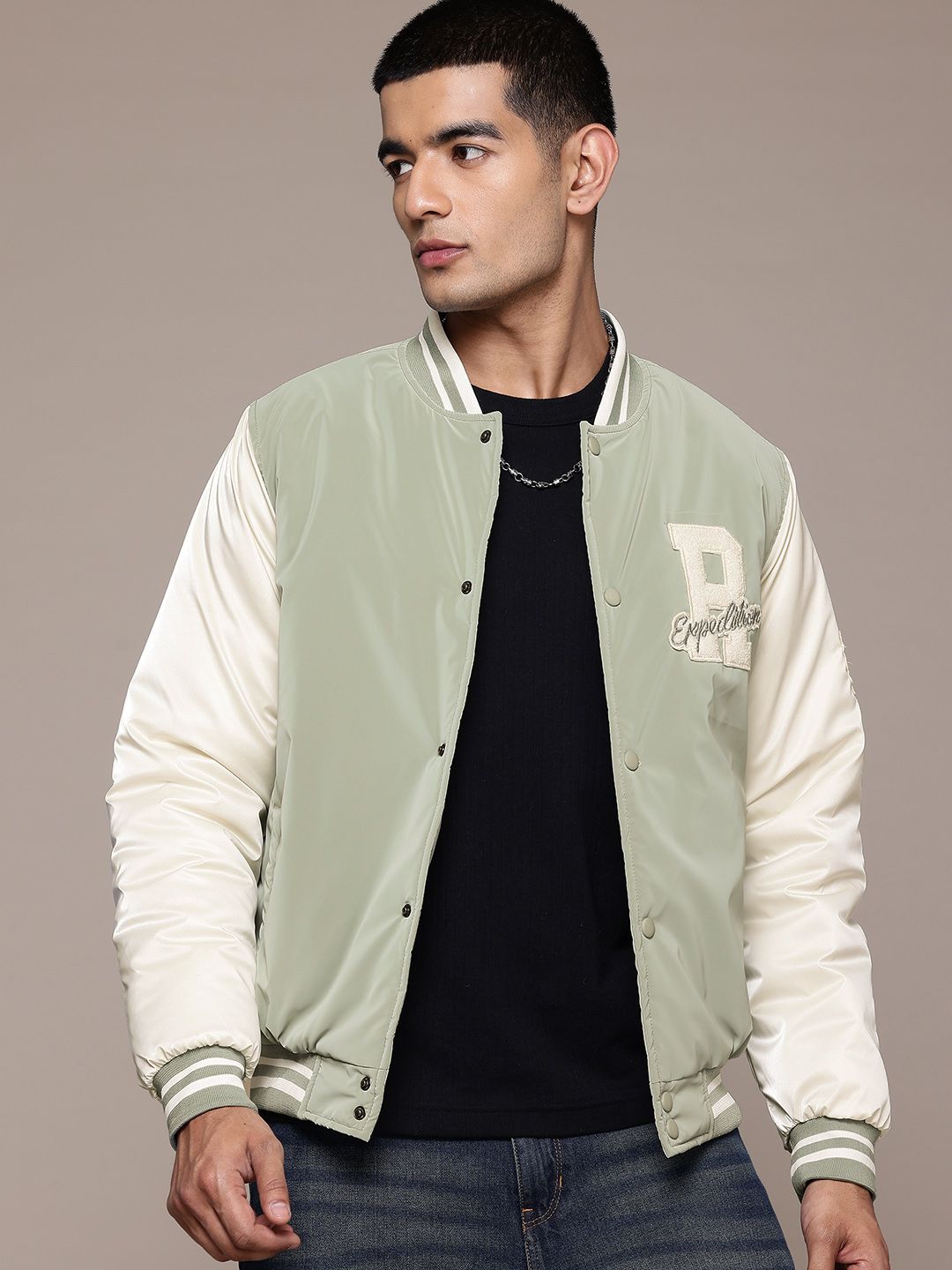 The Roadster Lifestyle Co. Applique Detailed Bomber Jacket