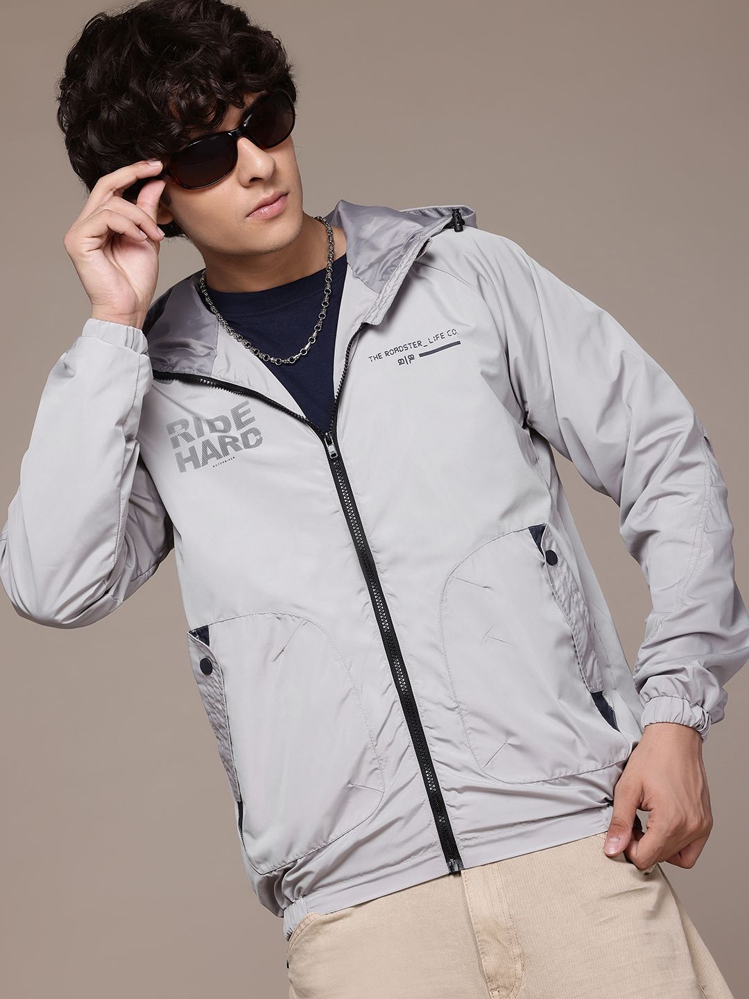 Roadster The Lifestyle Co. Printed Hooded Tailored Jacket