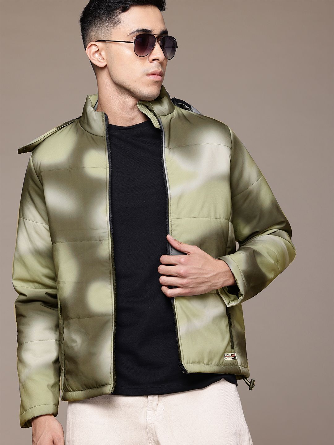 The Roadster Lifestyle Co. Printed Hooded Padded Jacket