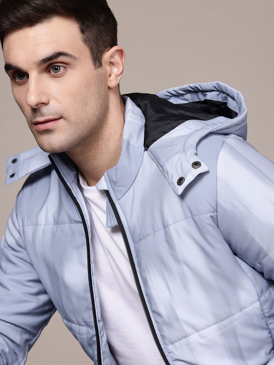 The Roadster Lifestyle Co. Tie & Dye Printed Hooded Padded Jacket
