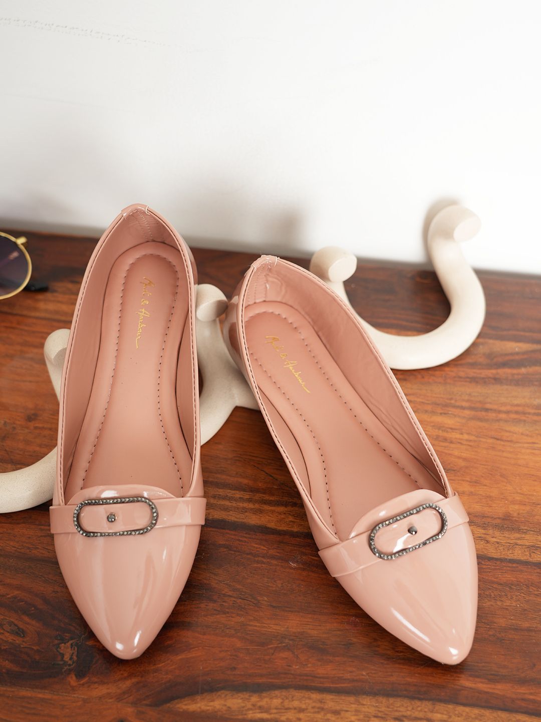 Mast & Harbour Nude-Coloured Pointed Toe Ballerinas