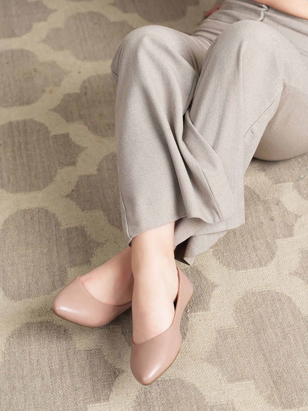 Mast & Harbour Nude-Coloured Round Toe Ballerinas
