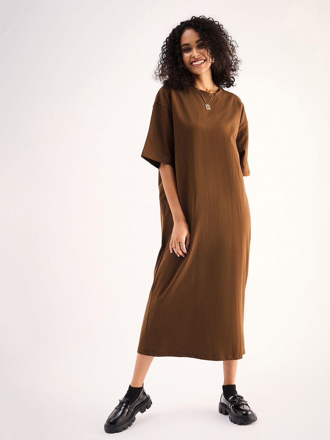 silk tee dress midi