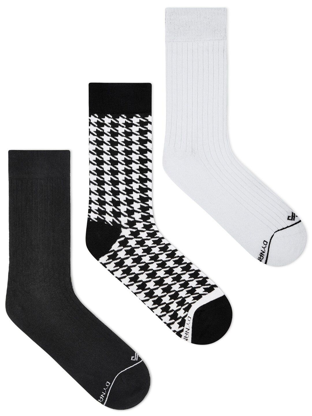 Dynamocks Unisex Pack Of 3 Patterned Calf Length Socks