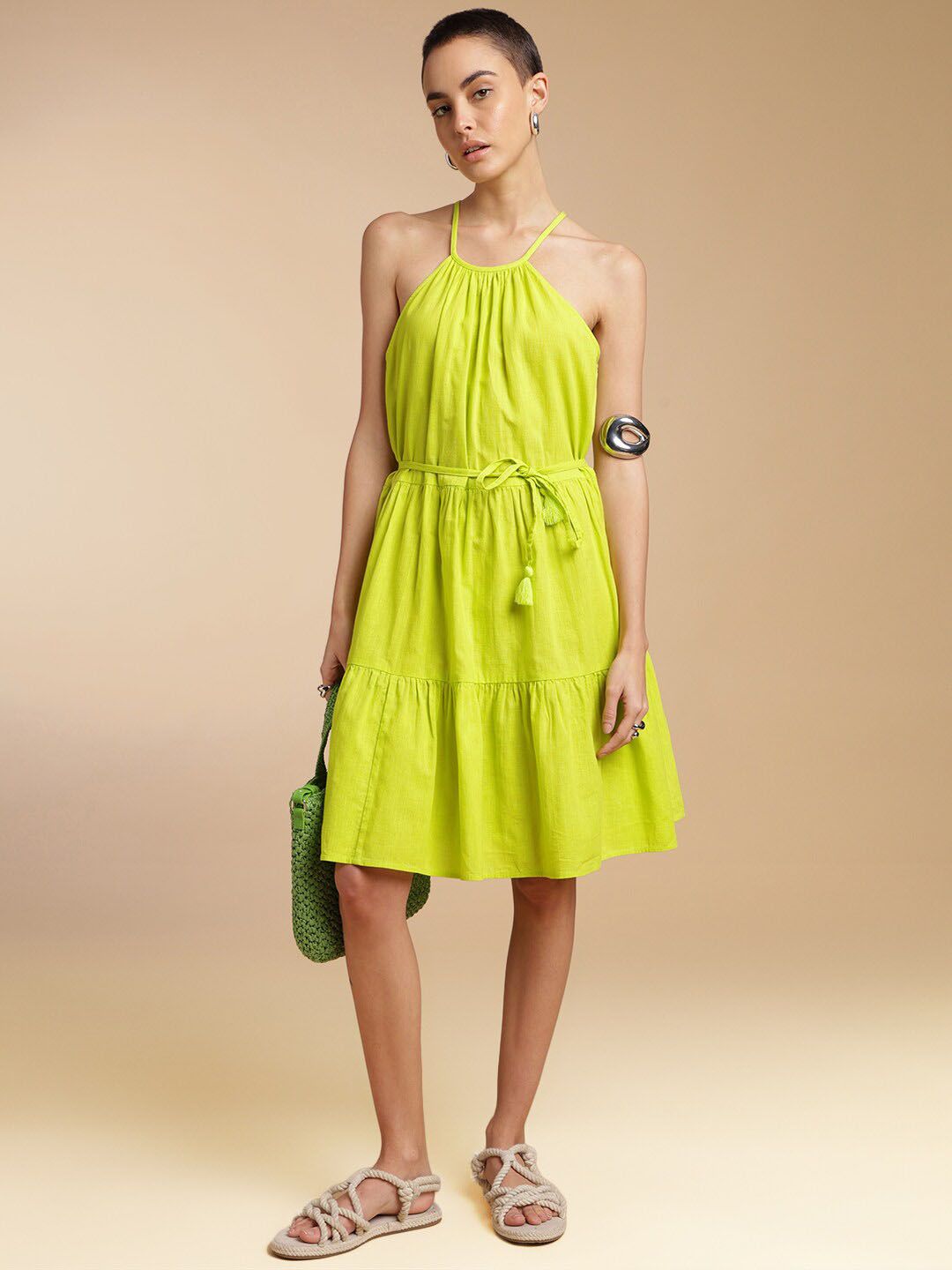 slim fit dress slacks Green Halter Maxi Dress – Gabi Swimwear main image 1