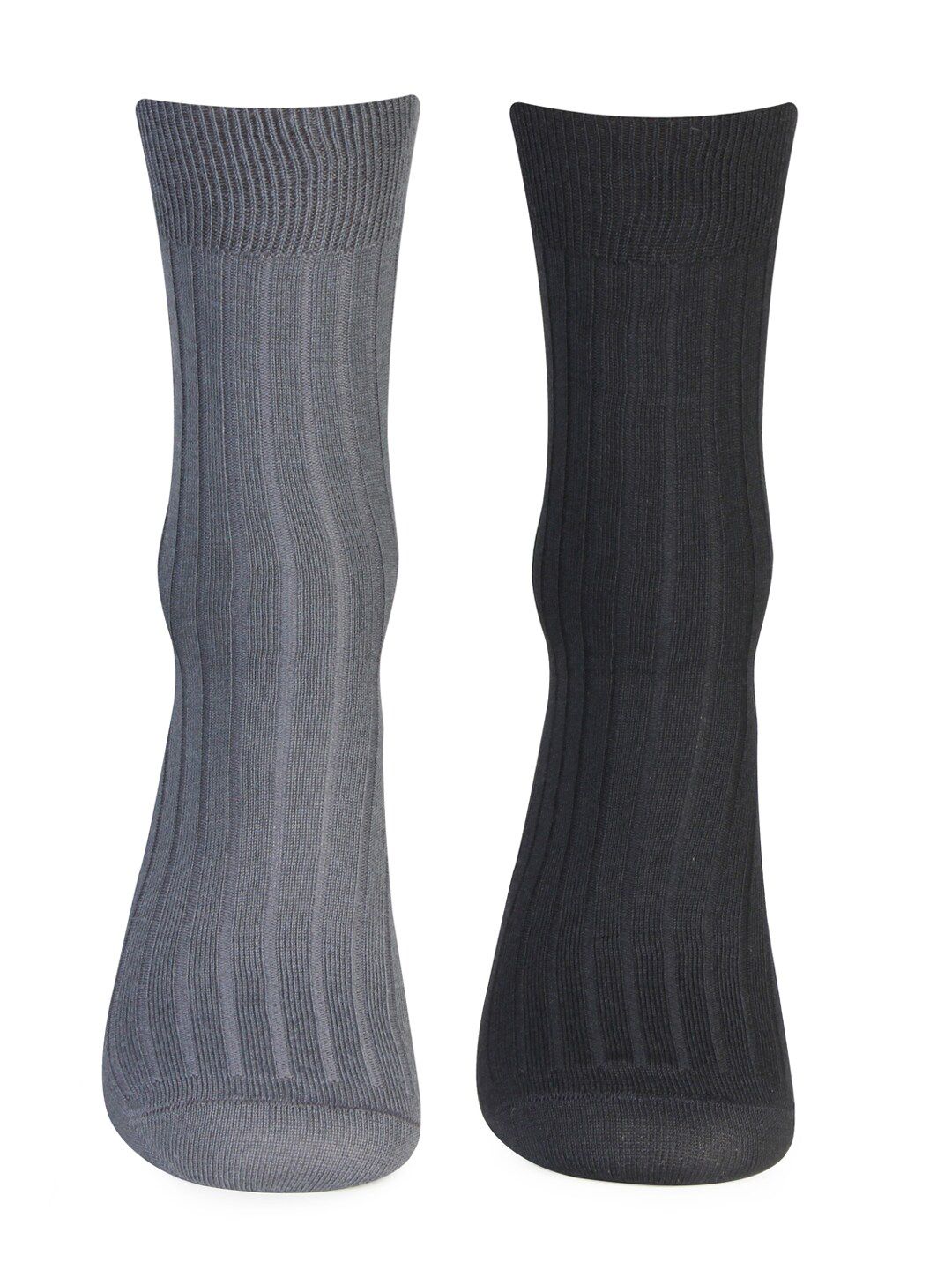 Bonjour Men Pack Of 2 Striped Sweat Absorbency Cotton Calf-Length Socks