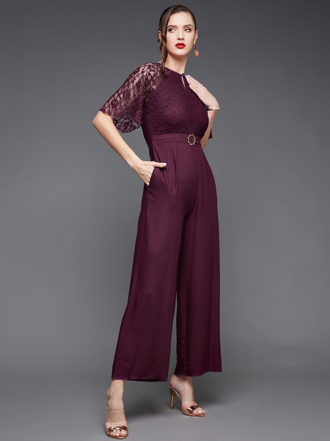 Miss Chase Self Design Basic Jumpsuit