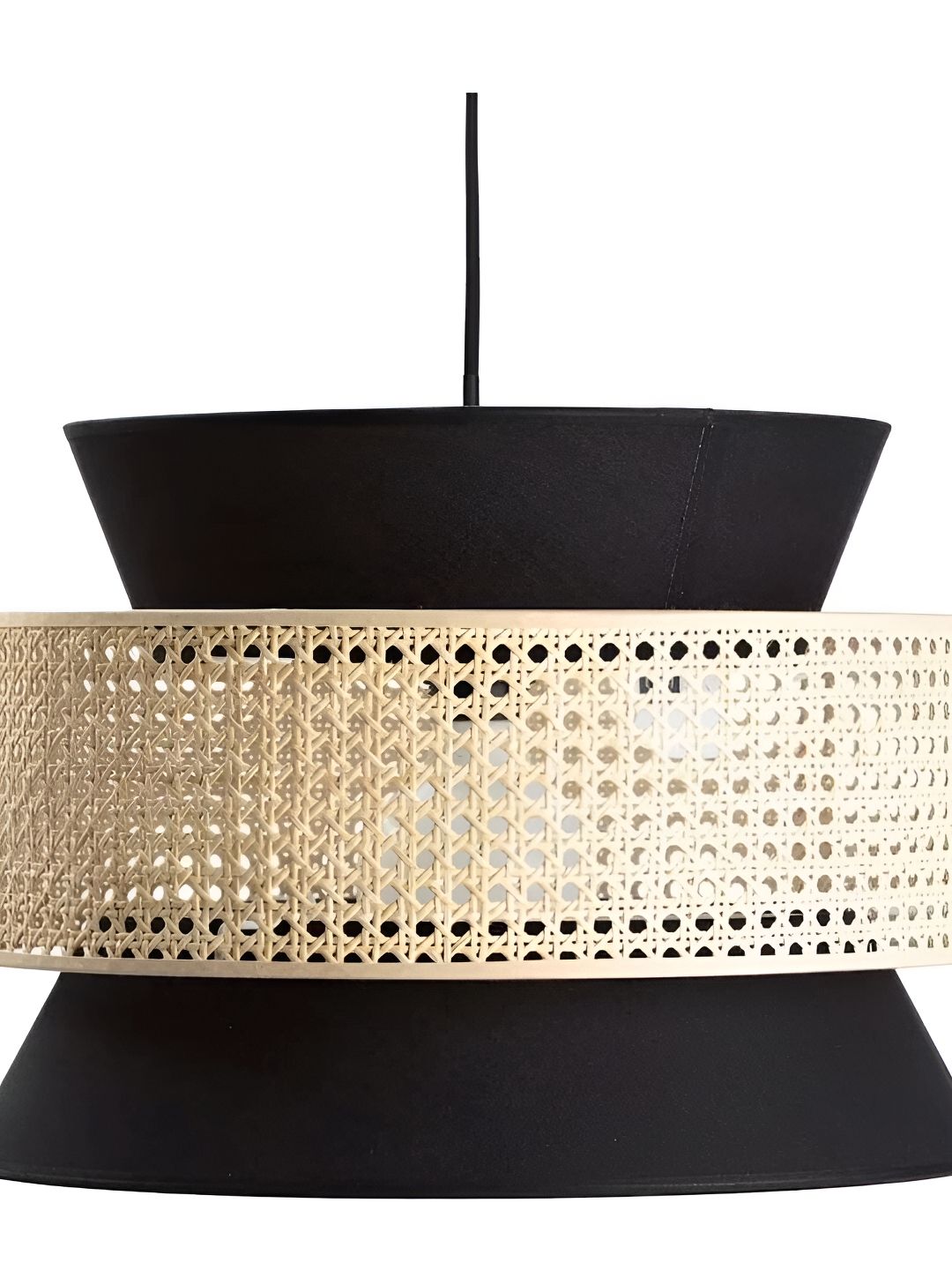 akway Black Wooden Textured Ceiling Lamp