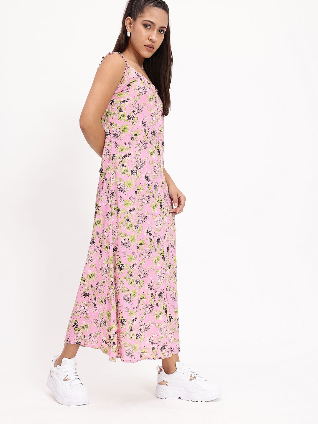 DressBerry X fwd Floral Printed Sleeveless A-Line Midi Dress