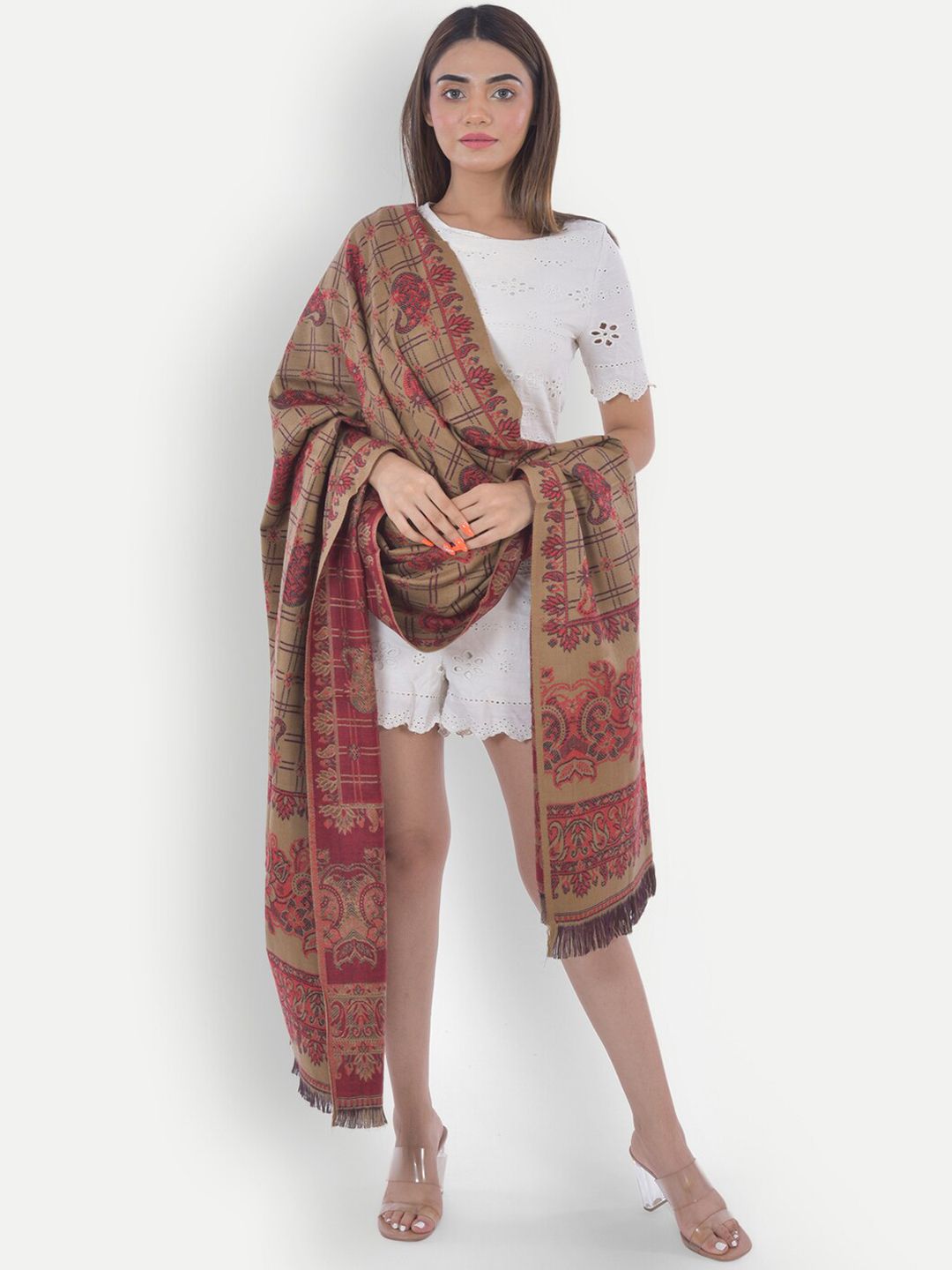 BAISA Paisley Woven Design Acrylic Shawl