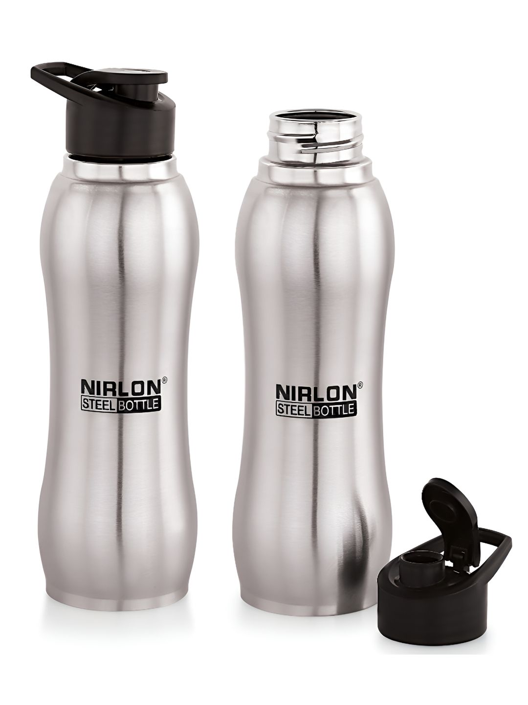 NIRLON Aqua Cool Silver Solid Stainless Steel BPA Free 2 Piece Water Bottle - 750ml