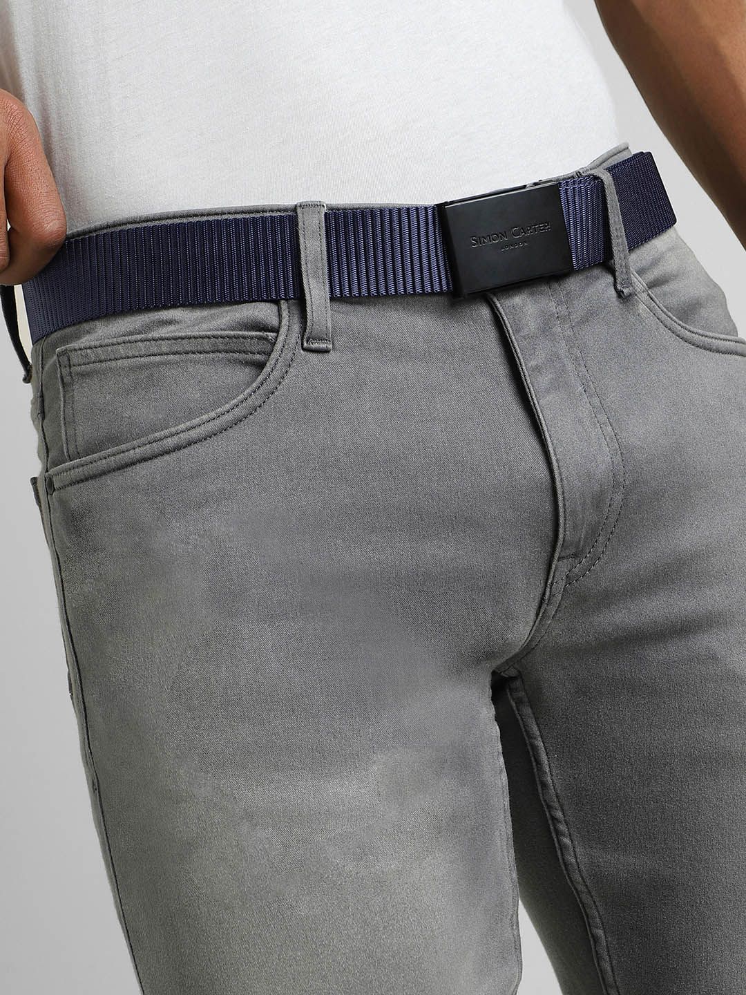 SIMON CARTER LONDON Men Textured Leather Belt
