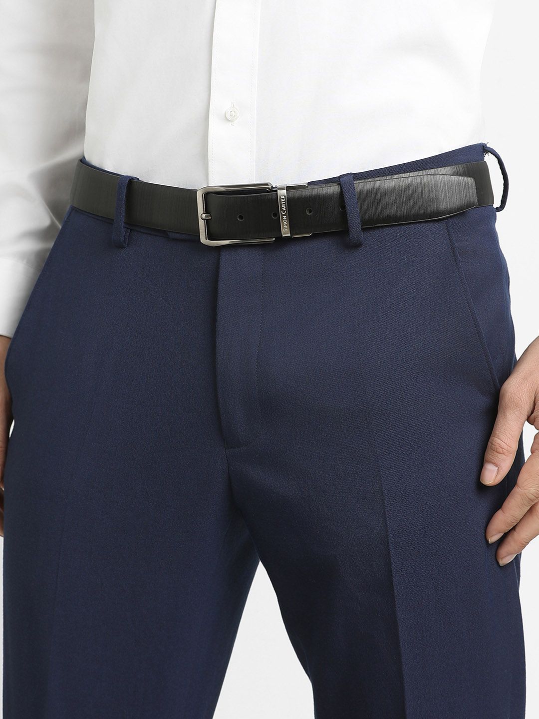 SIMON CARTER LONDON Men Textured Leather Formal Belt