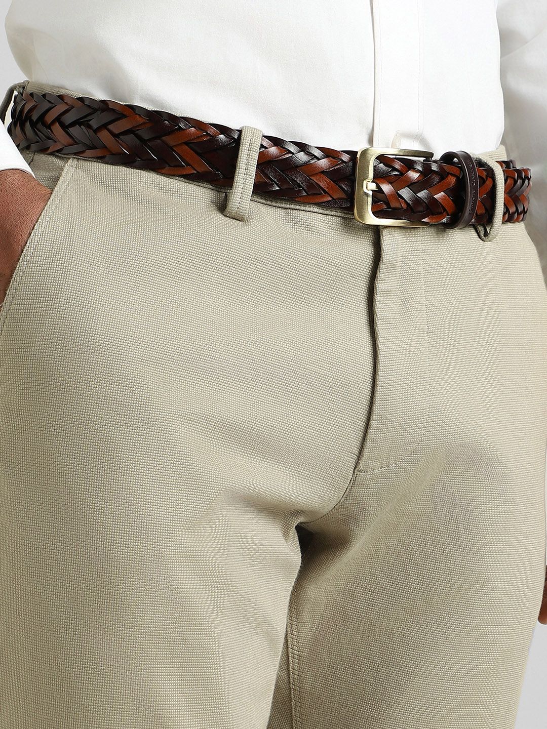 SIMON CARTER LONDON Men Braided Leather Belt