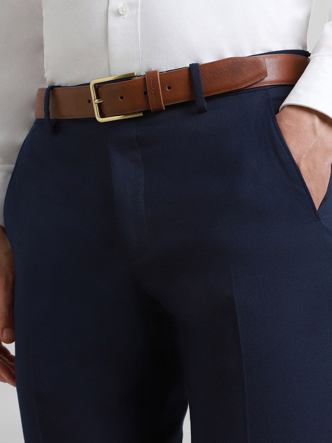 SIMON CARTER LONDON Men Textured Leather Formal Belt