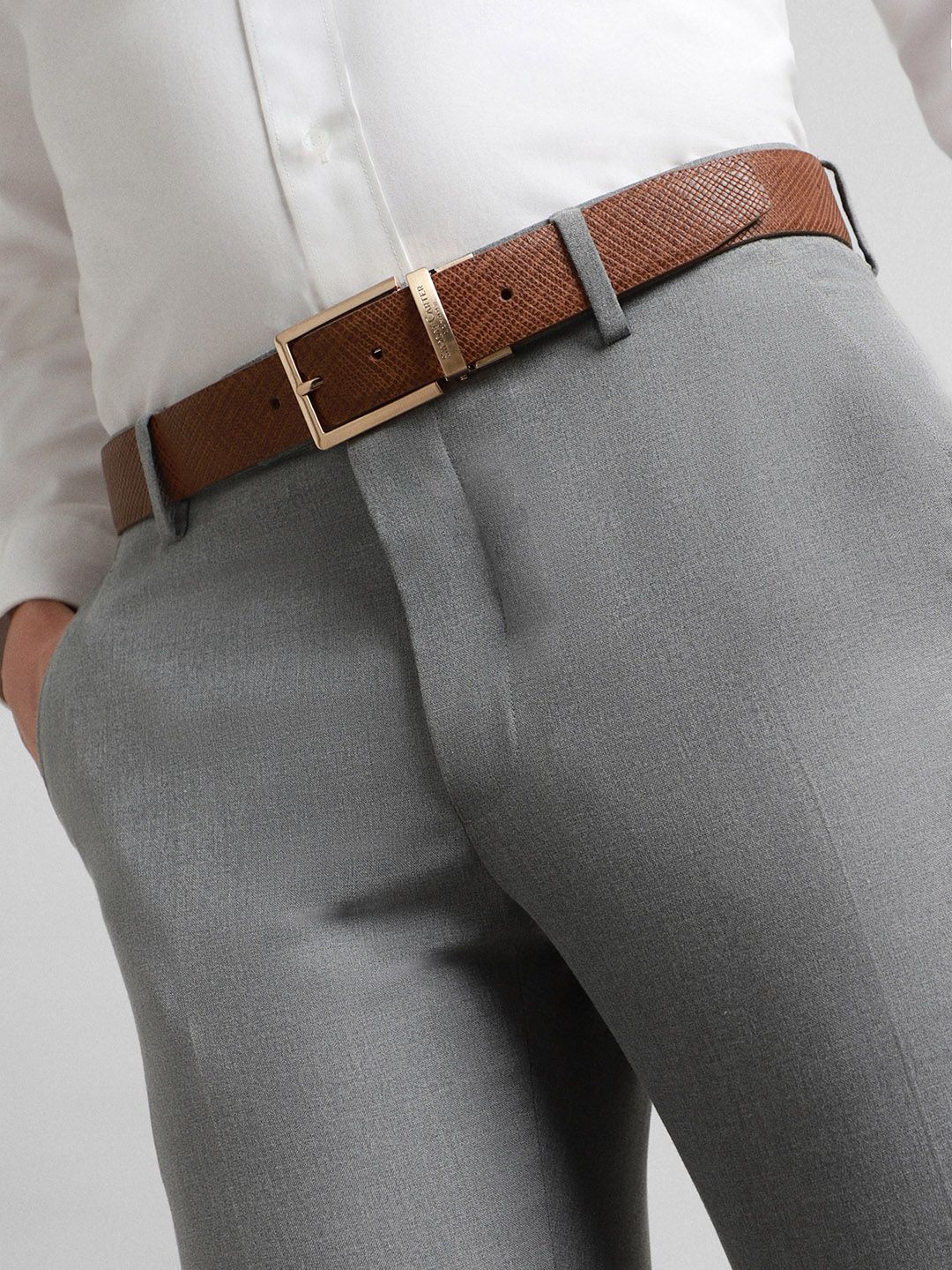 SIMON CARTER LONDON Men Textured Leather Formal Belt