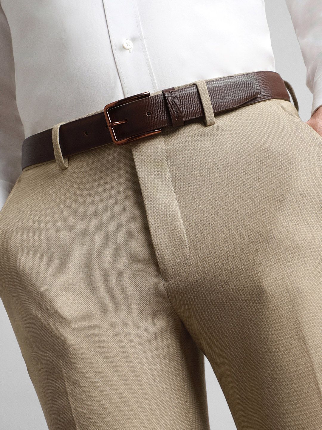 SIMON CARTER LONDON Men Textured Leather Formal Belt