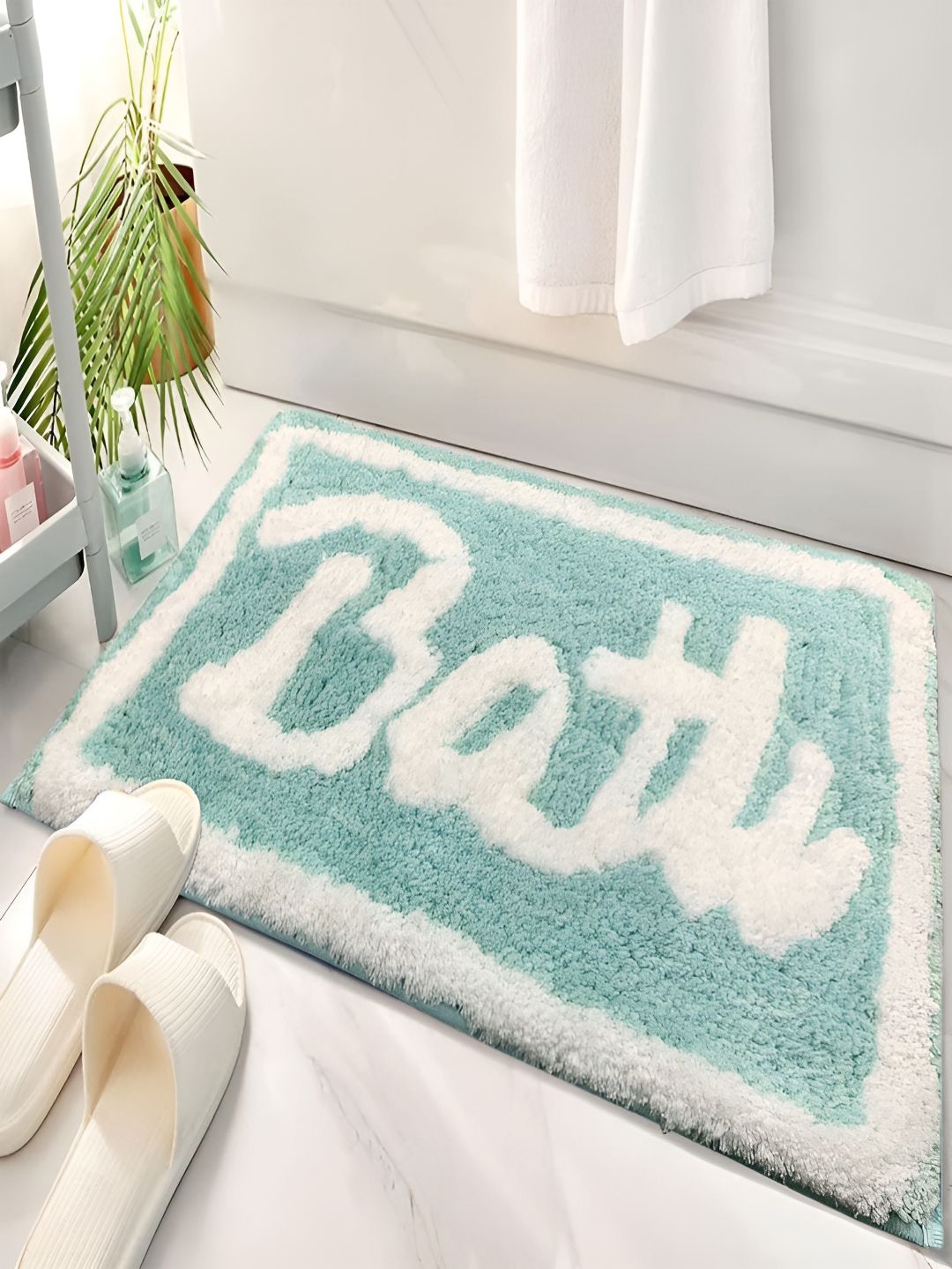 LUXEHOME INTERNATIONAL Teal Blue Anti-Skid Cotton Doormats