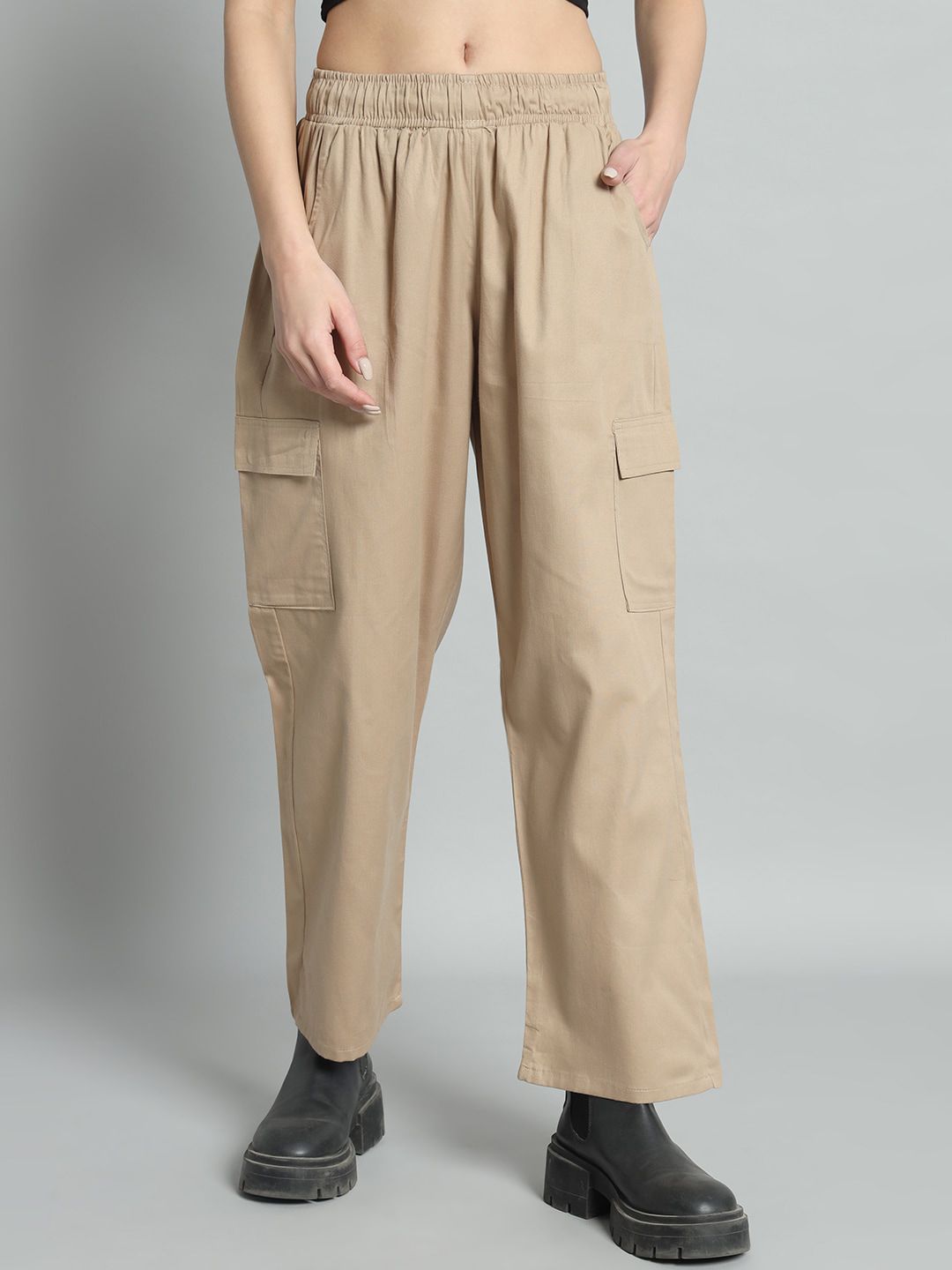 Chemistry Chemistry Women Relaxed Straight Fit High-Rise Cargos Trousers