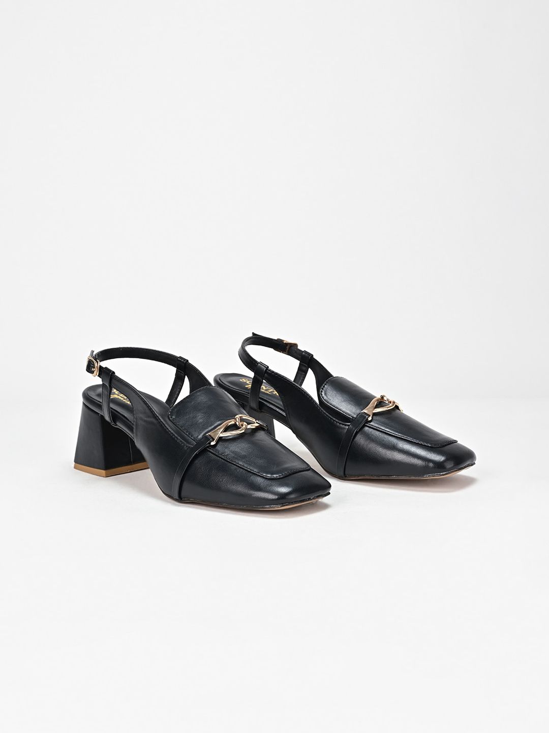 SCENTRA Buckle Detailed Block Heeled Mules