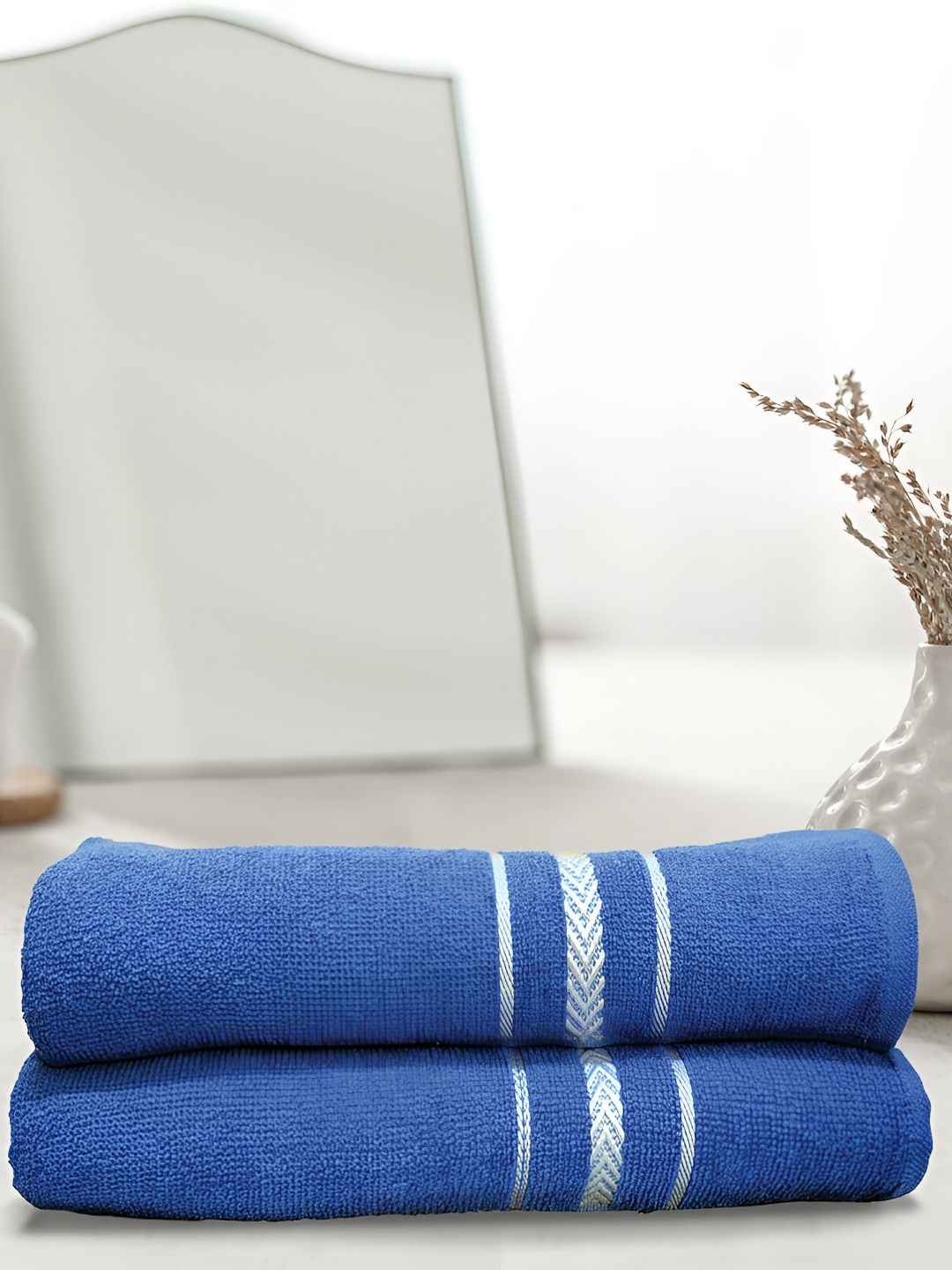 Athom Living Blue 2 Pieces Cotton 350 GSM Bath Towels