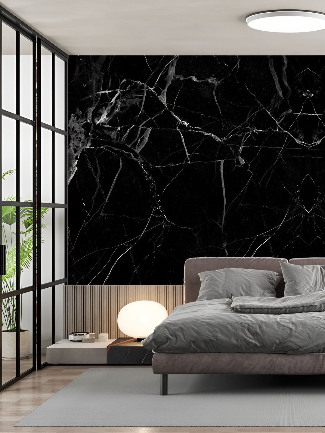 Asian royal Asian royal Black & Grey Abstract Pattern Waterproof Self-Adhesive Floor Wallpaper