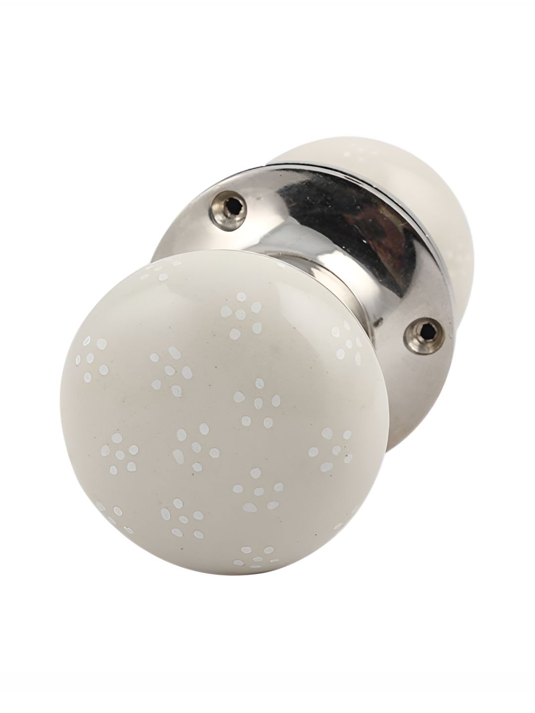 Indianshelf Cream Coloured & White Flower Printed Door Handle