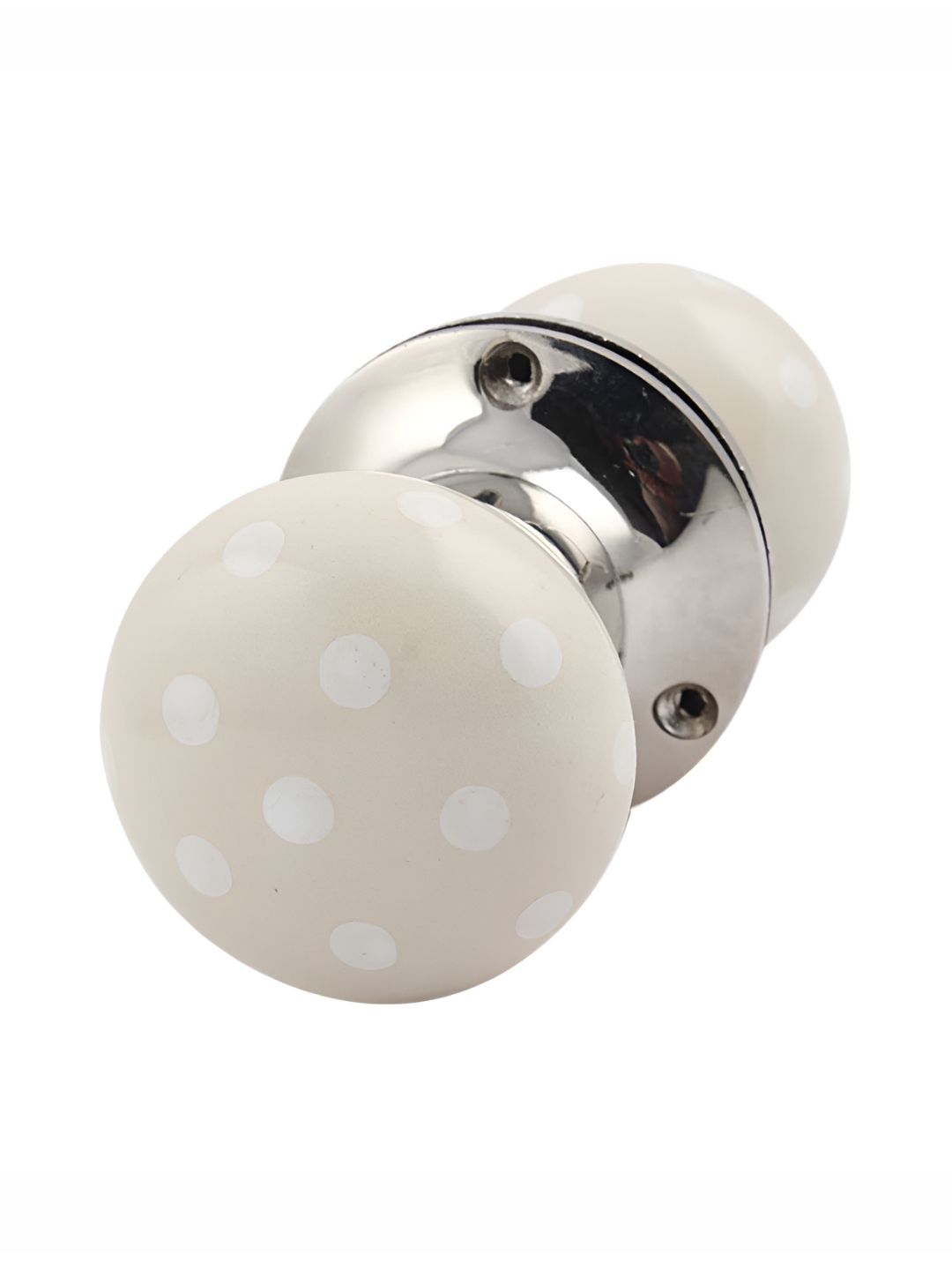 Indianshelf Cream & White Dot Printed Door Handle