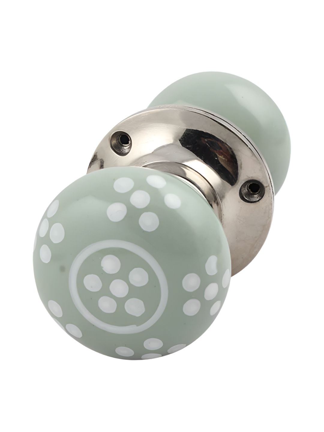 Indianshelf Green & White Dot Printed Door Handle